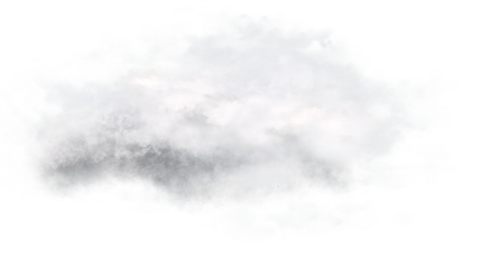 Puffy white cloud with soft edges isolated on a black background.