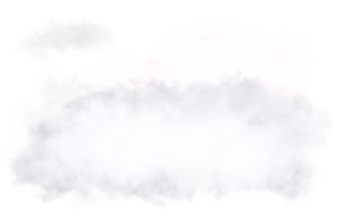 White and gray soft fluffy clouds on transparent background