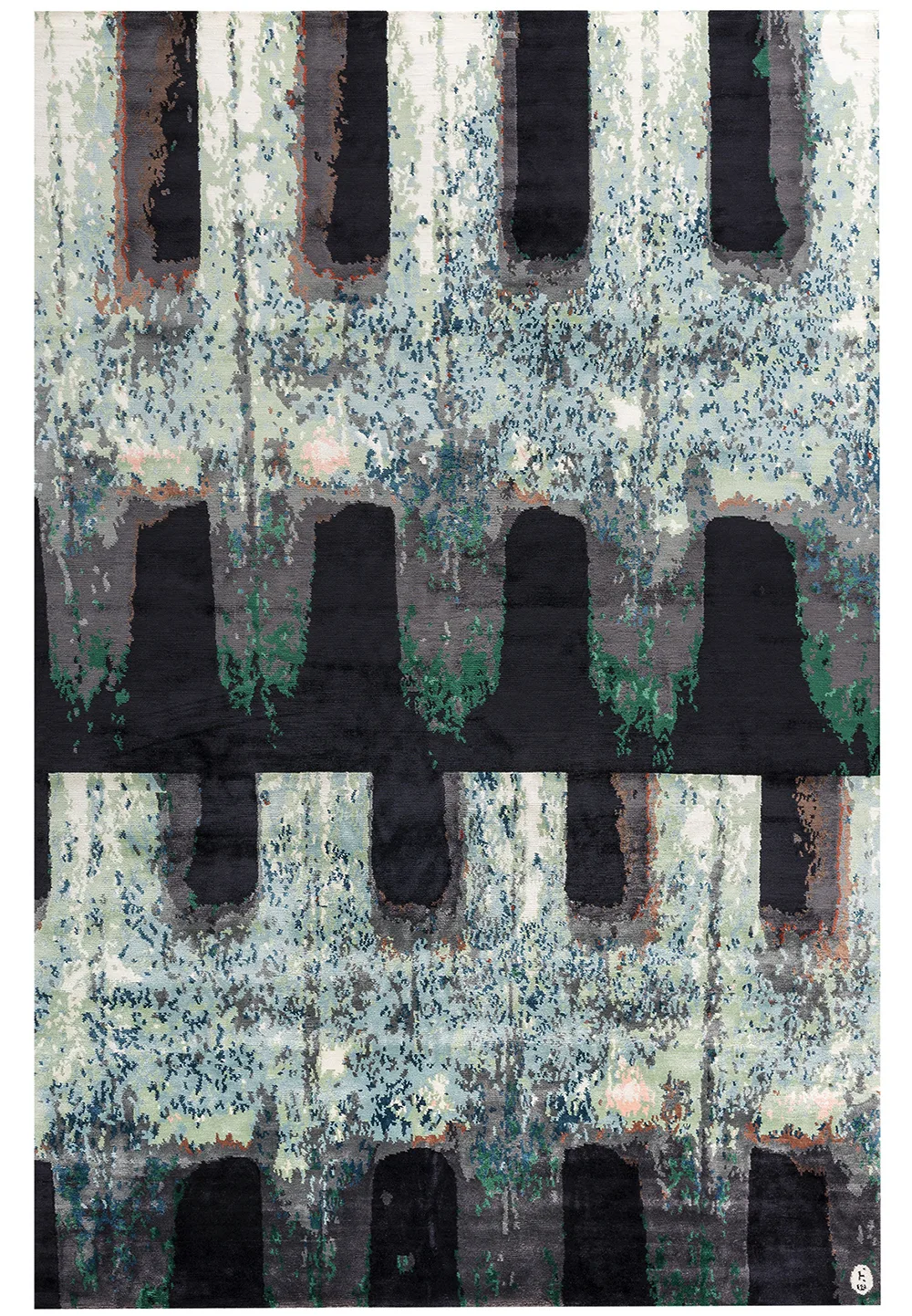 Tapis Solar Comb, noué main, collection Spatial d'Emmanuel Thibault