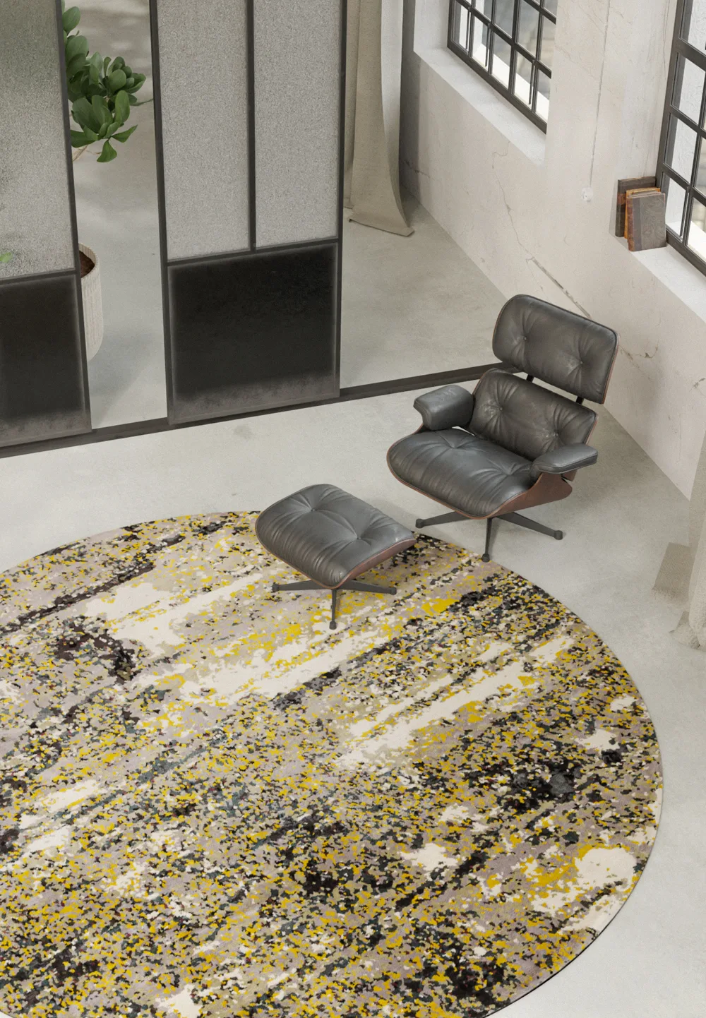 Tapis Bricks Rond par Emmanuel Thibault collection Spatial
