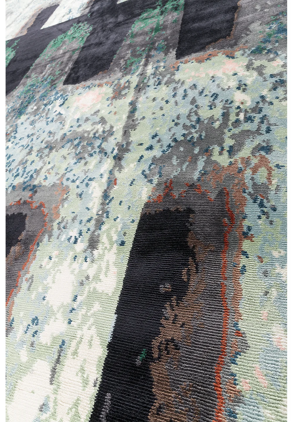 Tapis Solar Comb, noué main, collection Spatial d'Emmanuel Thibault