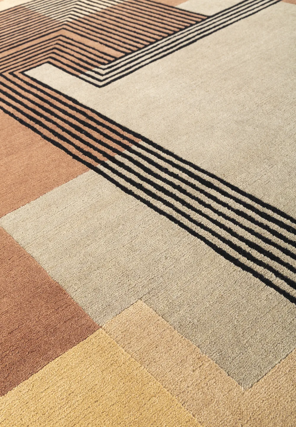 Tapis Art Deco, noué main laine de l'Himalaya, collection Nepalese Rugs