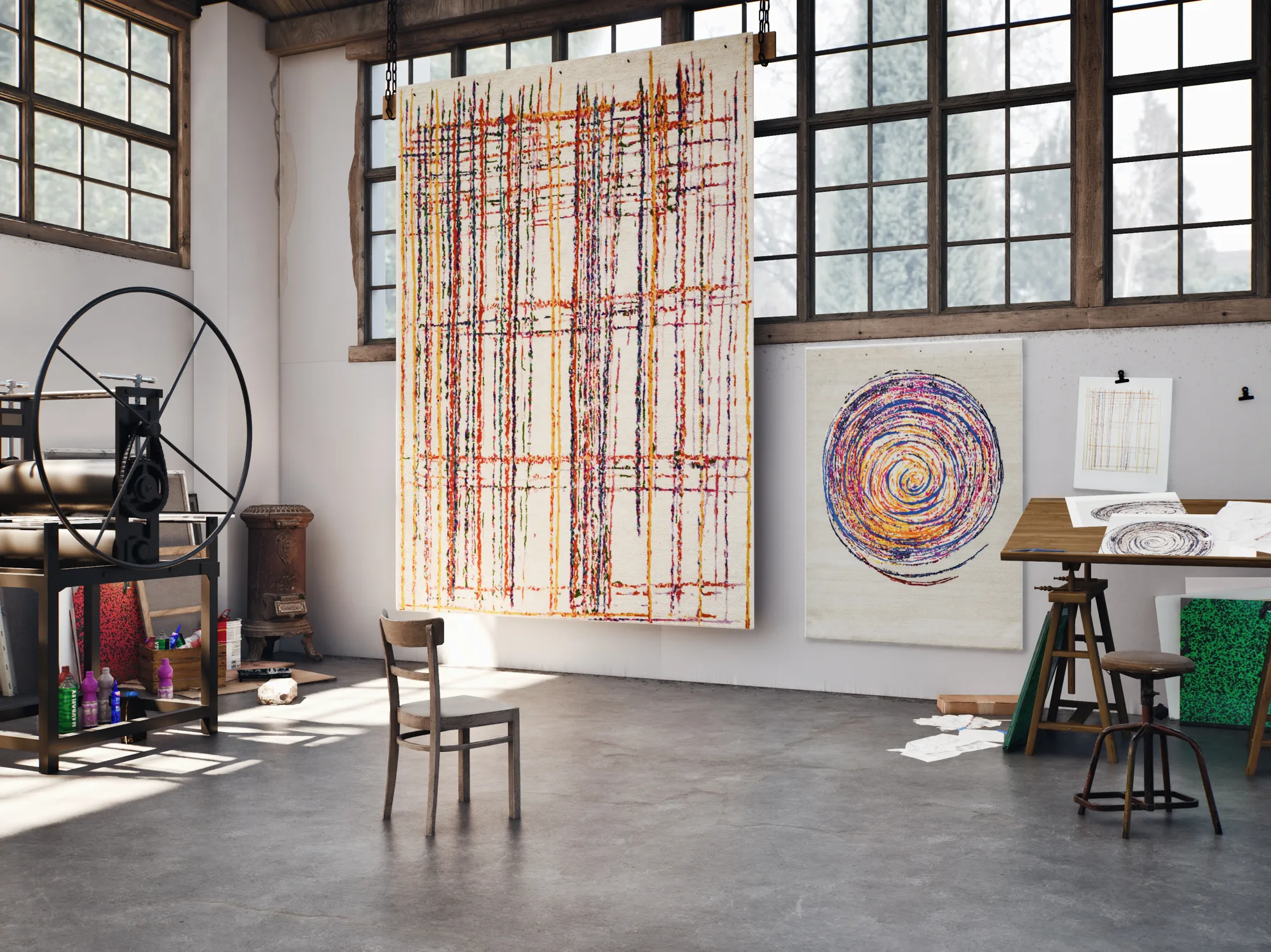 Collection Sur le fil, tapis noué main
