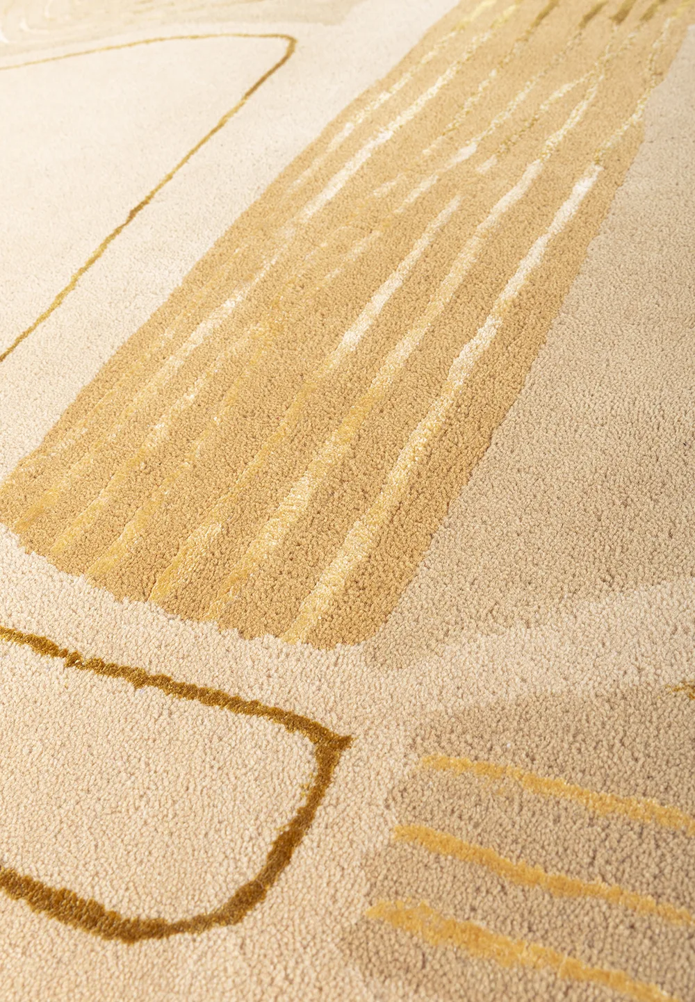 Tapis Champ de blé Sable de Sophie Tolachides, laine et tencel