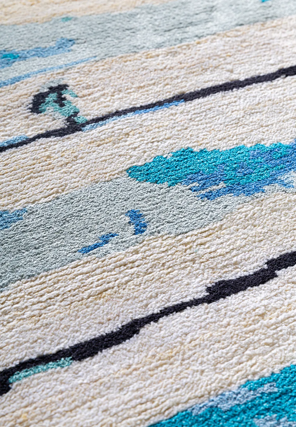 Tapis Brindille de Renaud Allirand, noué main, collection Sur le fil