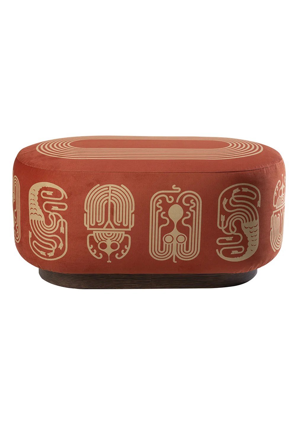 Pouf Tribus Oblong de Christian Signorel, collection Bestiaire, coloris Terracotta