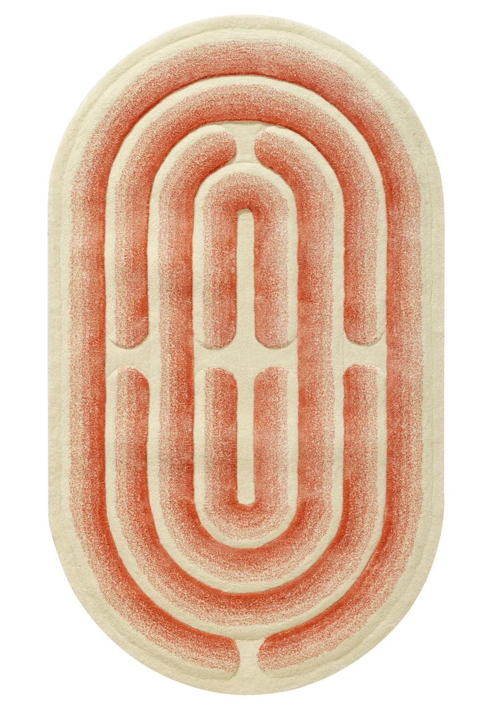 Minotor 2.0 Oblong Onyx, tapis de Christian Signorel, crème et corail