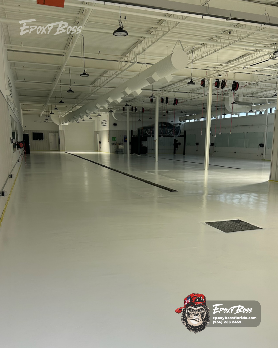 Durable epoxy flooring system built for South Florida businesses.