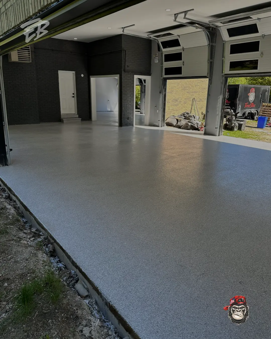 Garage floor coating installation progressing through the final stages in Davie Florida.