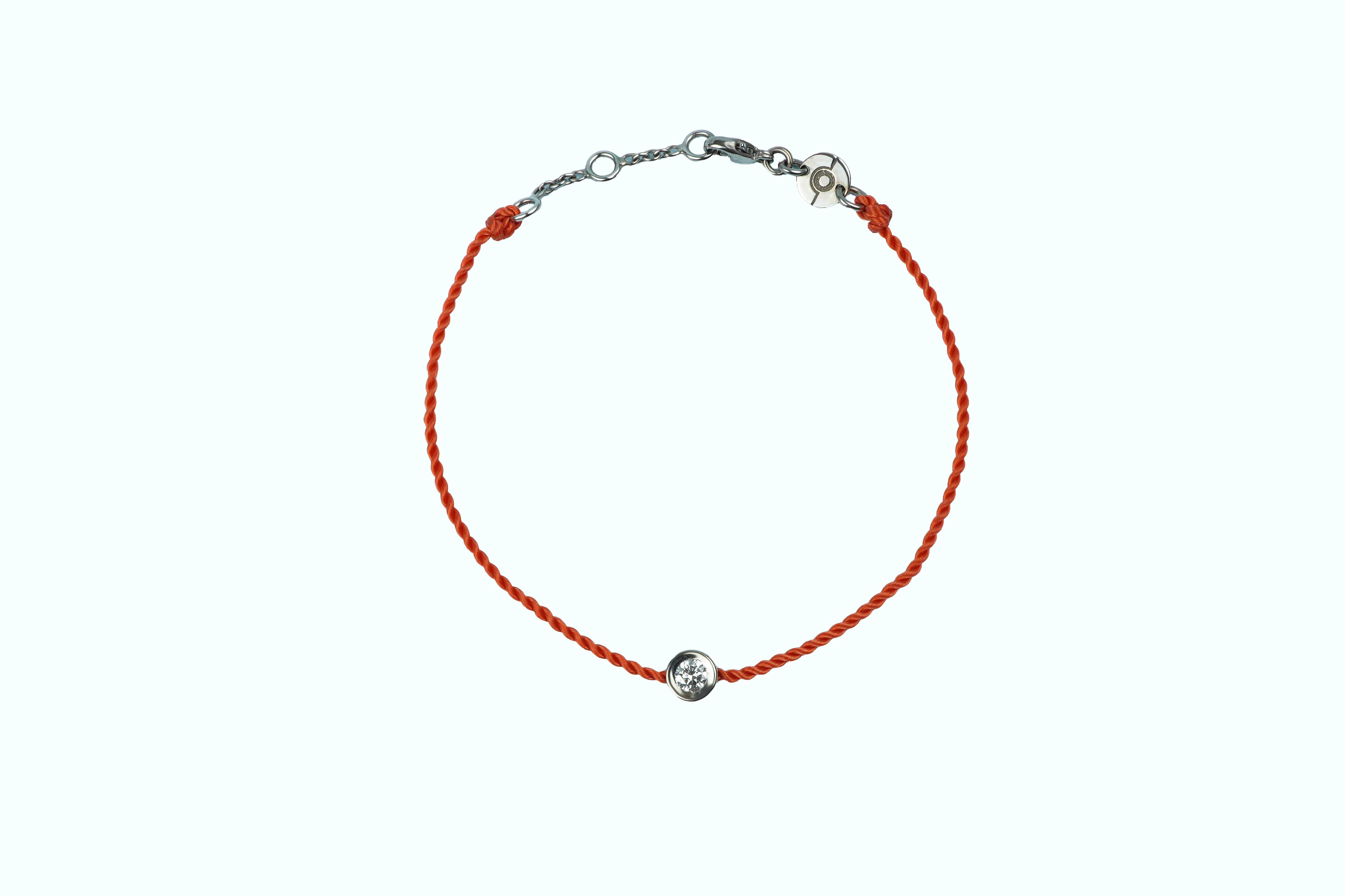 Bracelet ONE, cordon orange, or blanc 18 carats, diamant serti clos