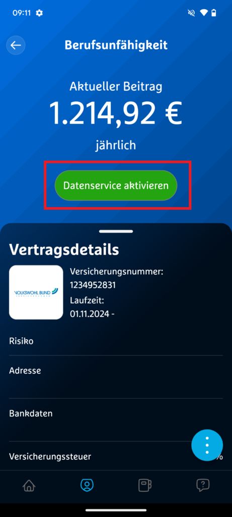 Datenservice aktivieren simplr