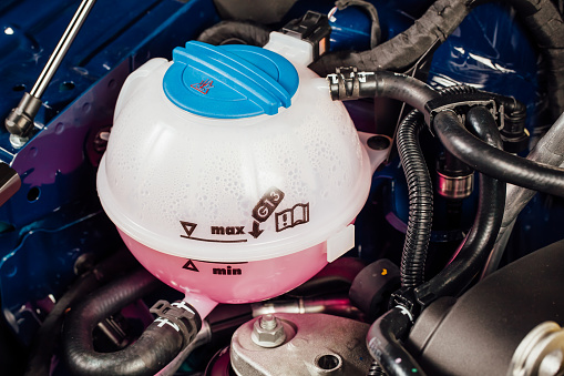 European car cooling system being repaired