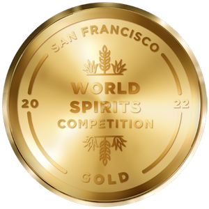 Gold medal for San Francisco World Spirits Competition 2022 with wheat ear design.