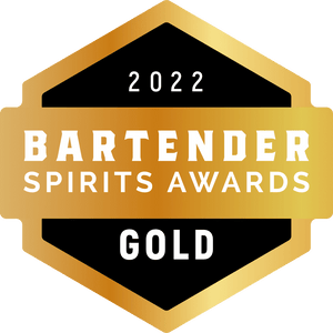 2022 Bartender Spirits Awards gold emblem with black and gold hexagonal design.