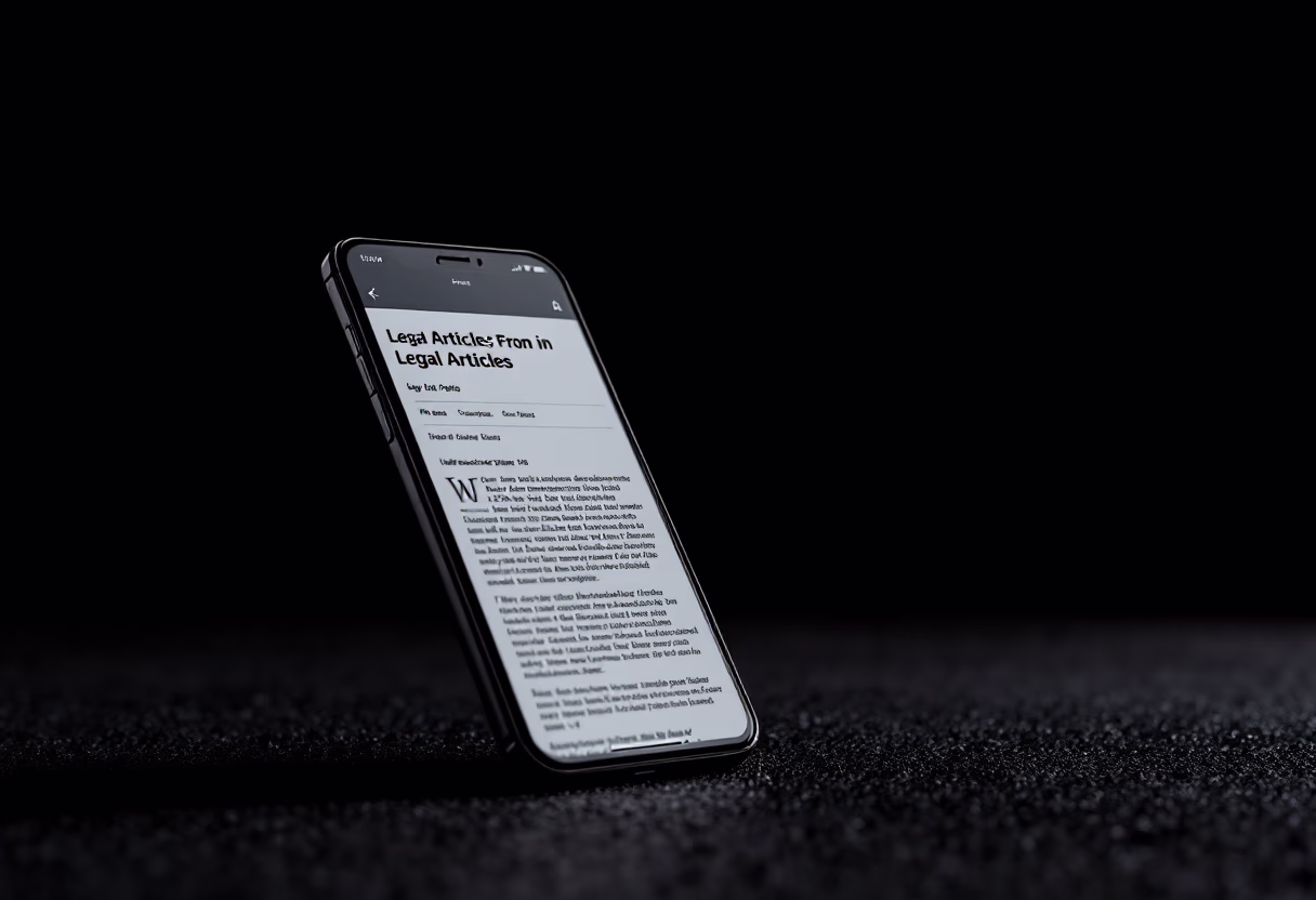 image of mobile device with legal article displayed (for a legal tech)