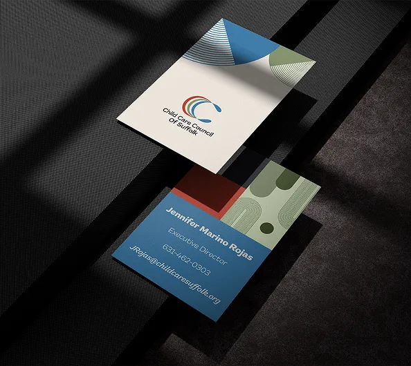 Business cards for Child Care Council of Suffolk featuring Jennifer Marino Rojas, Executive Director.