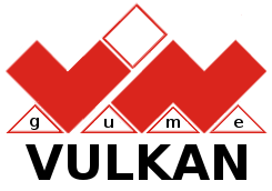 VULKAN logo with red checkmark shapes above letters spelling 'gume'.