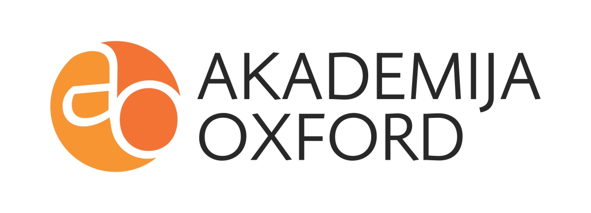 Logo of Akademija Oxford with stylized letters 'ao' in an orange circle.