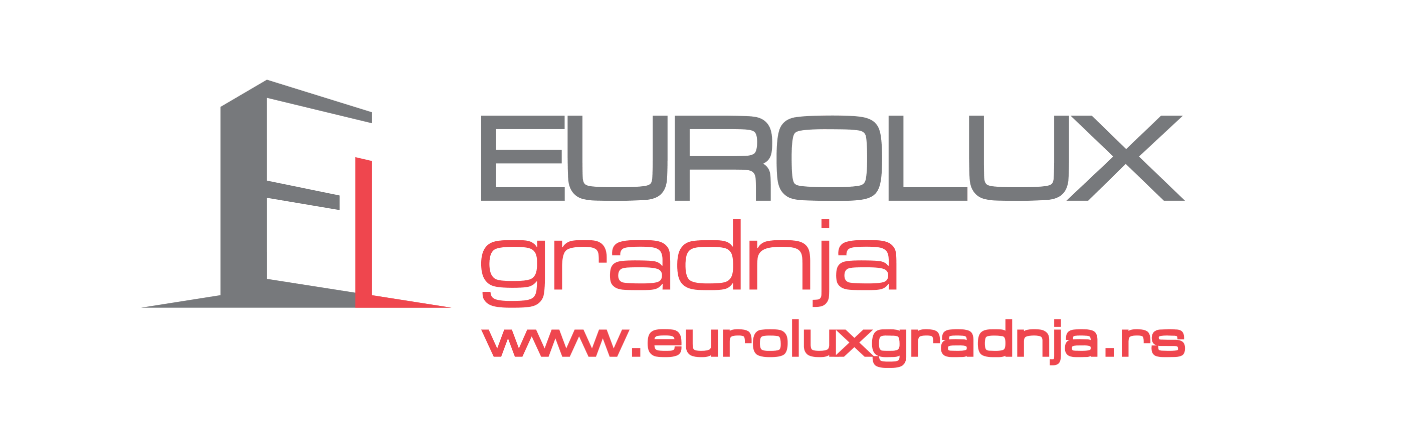 Logo showing stylized building and text EUROLUX gradnja with website www.euroluxgradnja.rs