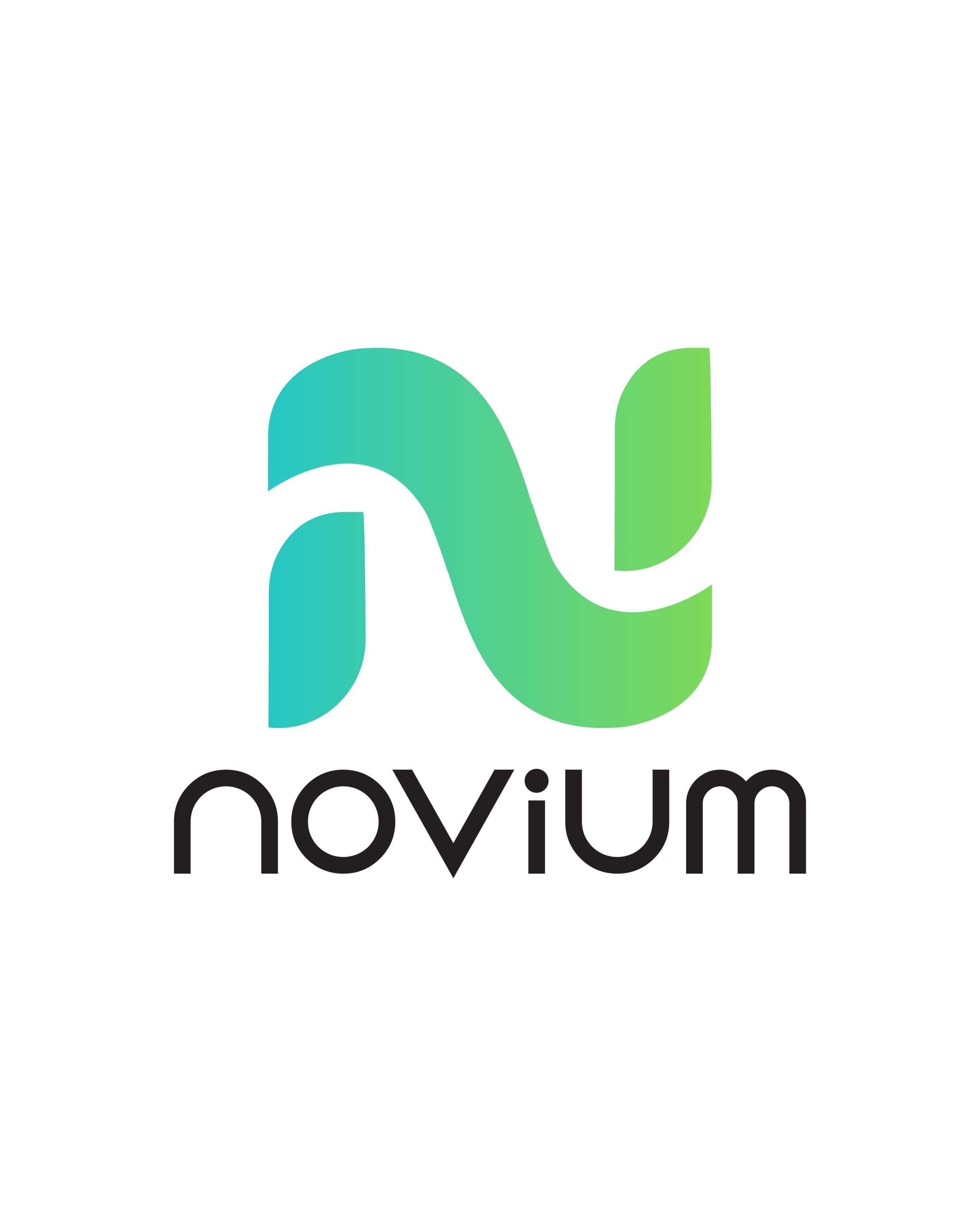 Novium logo with stylized green and teal letter N above black lowercase text Novium.