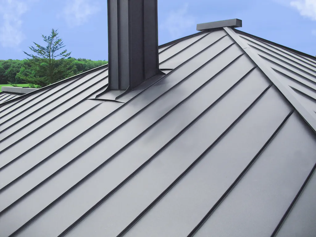 Aluminium falzdach mit schornstein detail