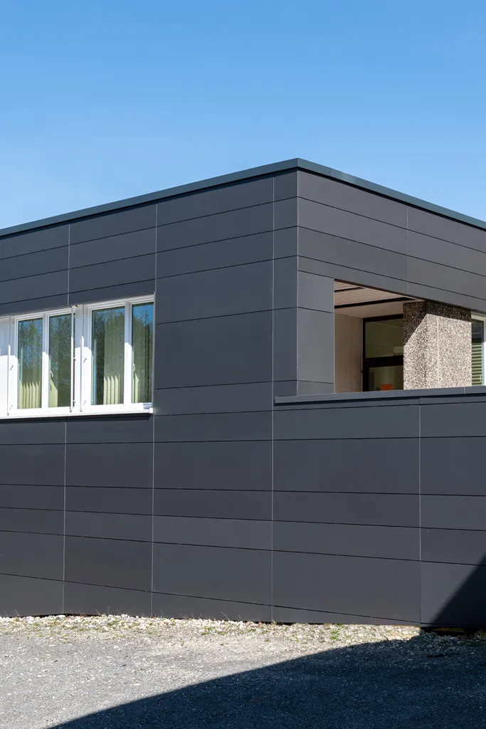 Aluminiumfassade anbau seitenansicht