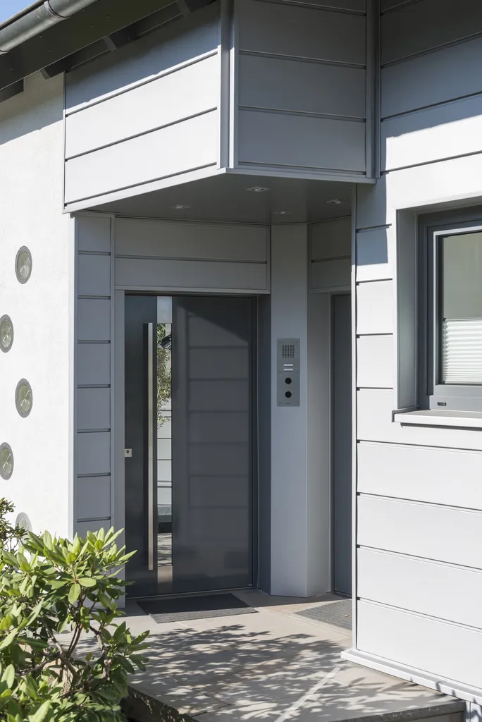 Aluminiumfassade hauseingang nahaufnahme