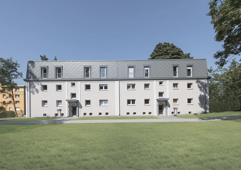 Mehrfamilienhaus aluminiumdachgeschoss frontansicht