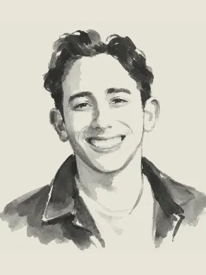Black and white watercolor portrait of Founder David Futoran backed by Daybreak