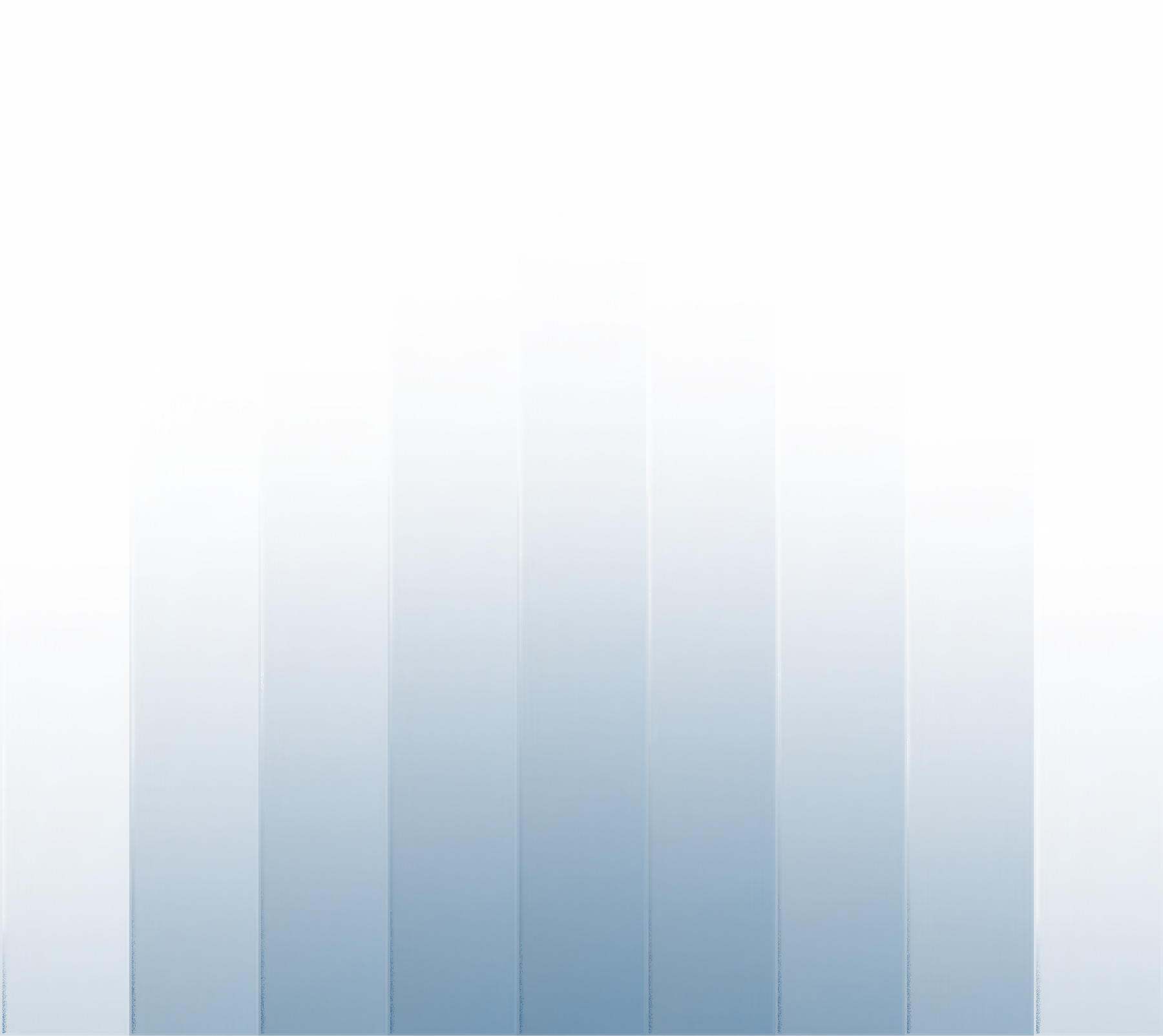 Blaue vertikale Balken in abnehmender Höhe, ein halbkreisförmiges Muster bildend.