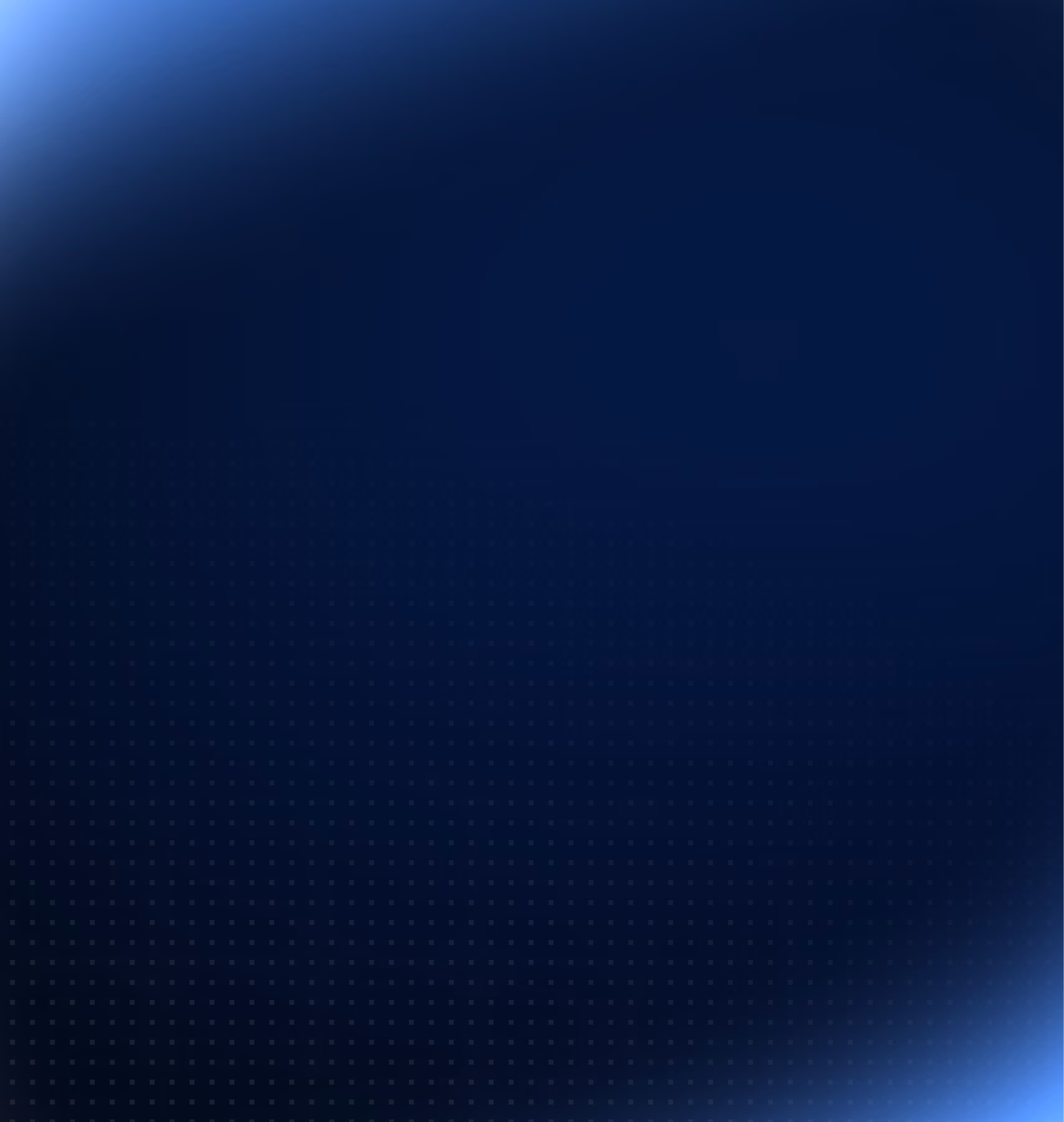 Dark blue gradient background with subtle circular and dotted patterns.