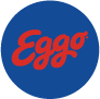 Eggo brand logo in red cursive letters on a blue circle background.