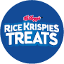 Kellogg's Rice Krispies Treats logo with white text on a blue circular background.