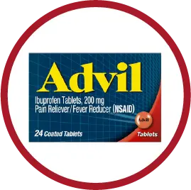 Advil ibuprofen tablets 200 mg box with 24 coated pain reliever fever reducer tablets.