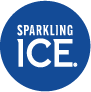 Blue circular logo with the text Sparkling ICE in white.