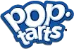 Pop-Tarts logo in white lowercase letters with a blue background and a white cloud outline.