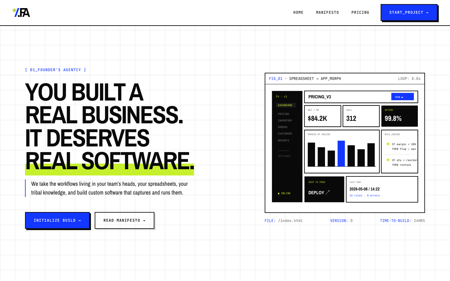 Founder’s Agentcy homepage