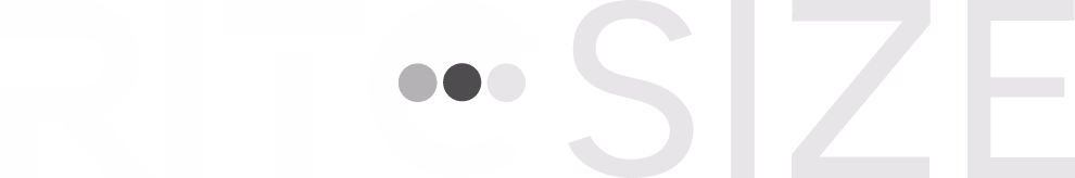 Logo with three gray circles next to the word SIZE in large, light gray letters.