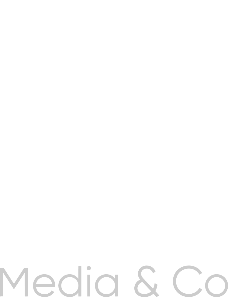 Logo with text 'Media & Co' in gray lowercase letters on a white background.