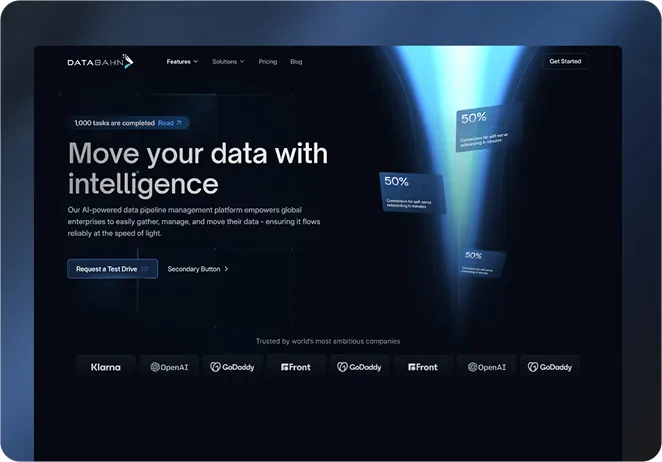Data Bahn website homepage with the headline Move your data with intelligence