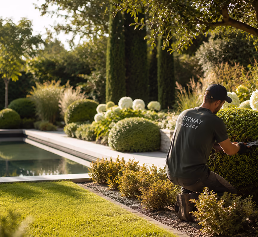 Jardinier de Vernay Paysage entretenant un jardin paysager dans les Yvelines