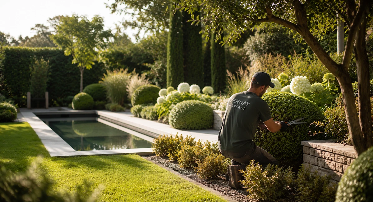 Jardinier de Vernay Paysage entretenant un jardin paysager dans les Yvelines