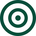 Black target bullseye icon with three concentric circles and a cross in the center.