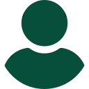 Simple dark green user avatar icon with a circle head and rounded shoulders on a dark background.