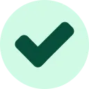 Green check mark inside a light green circle indicating confirmation or success.