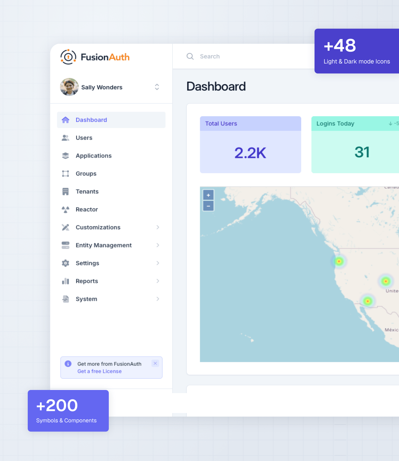 FusionAuth UI Dashboard