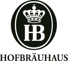 Hofbräuhaus brewery logo with letters HB inside a shield topped by a crown and a barley stalk.
