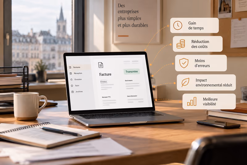 ordinateur-sur-bureau-avec-encarts-sur-quatre-avantages-de-la-facturation-electronique