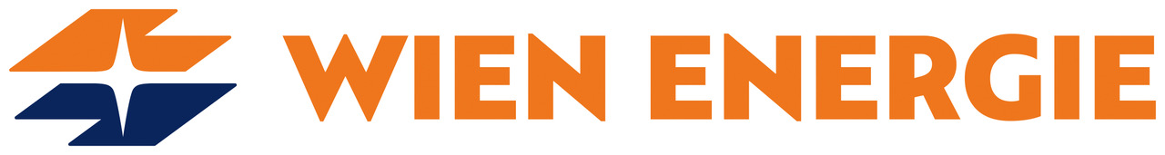 Wien Energie Logo in orange and blue with stylized star shapes