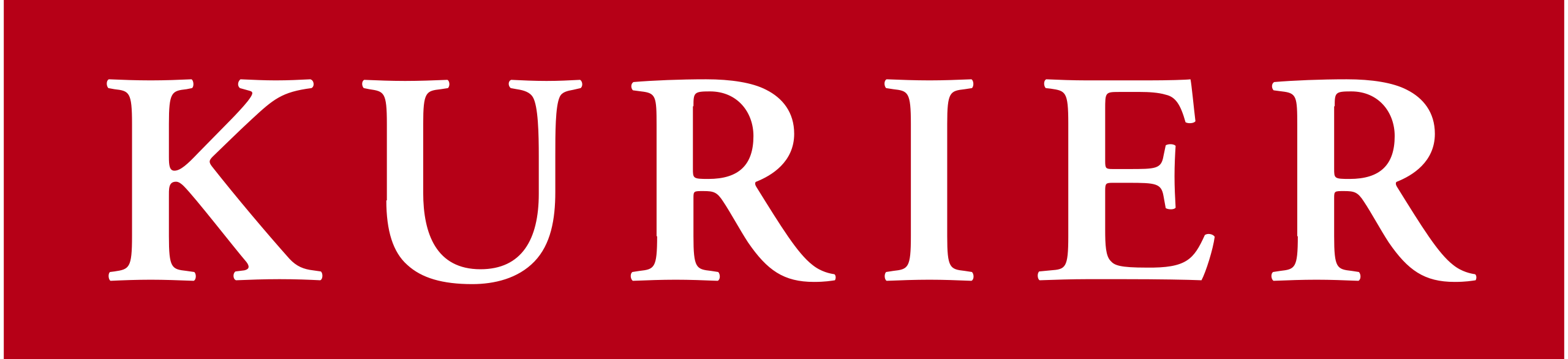 Logo von Kurier in weißen Buchstaben auf rotem Hintergrund.